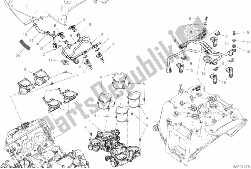 All parts for the Throttle Body of the Ducati Streetfighter V4 S Thailand 1103 2020